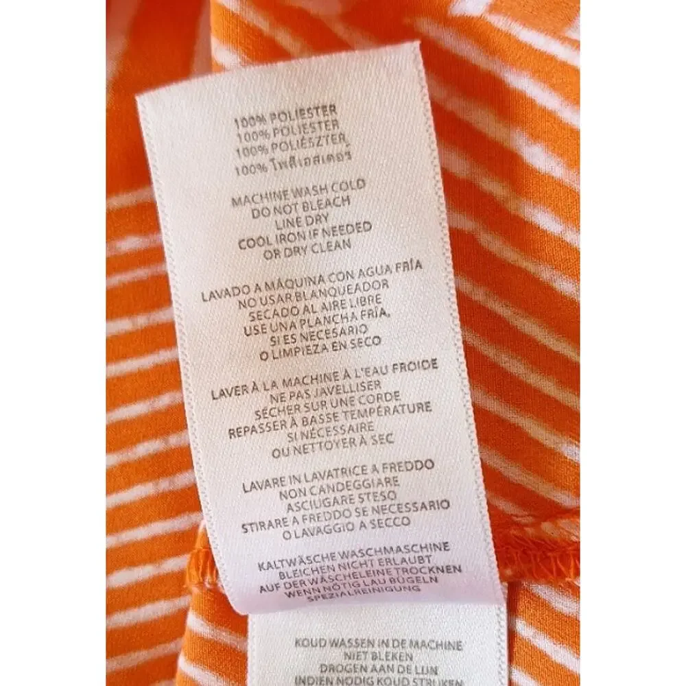 MICHAEL KORS Orange/White Striped Blouson Cropped Top Blouse Women M